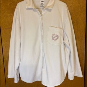Oversized Victoria's‎ Secret Cream Fleece Button Down Shirt